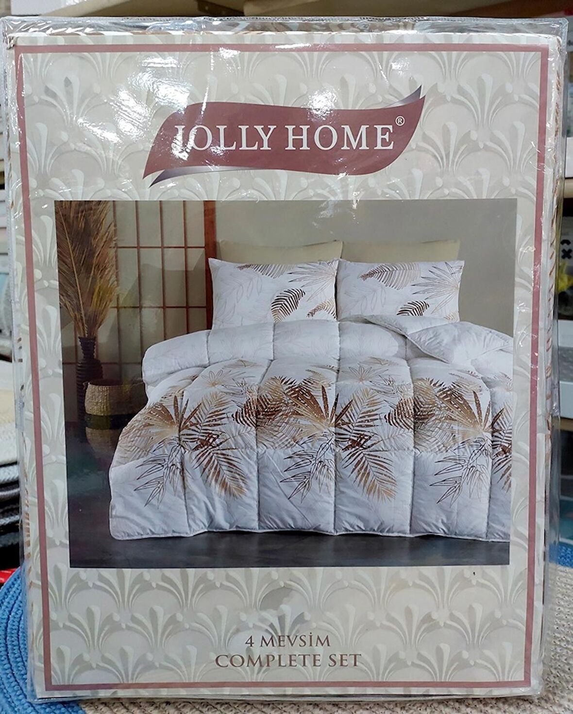 Jolly Home 4 Mevsim Çift Kişilik Kapitoneli Nevresim Takımı-Kumsal Kahve