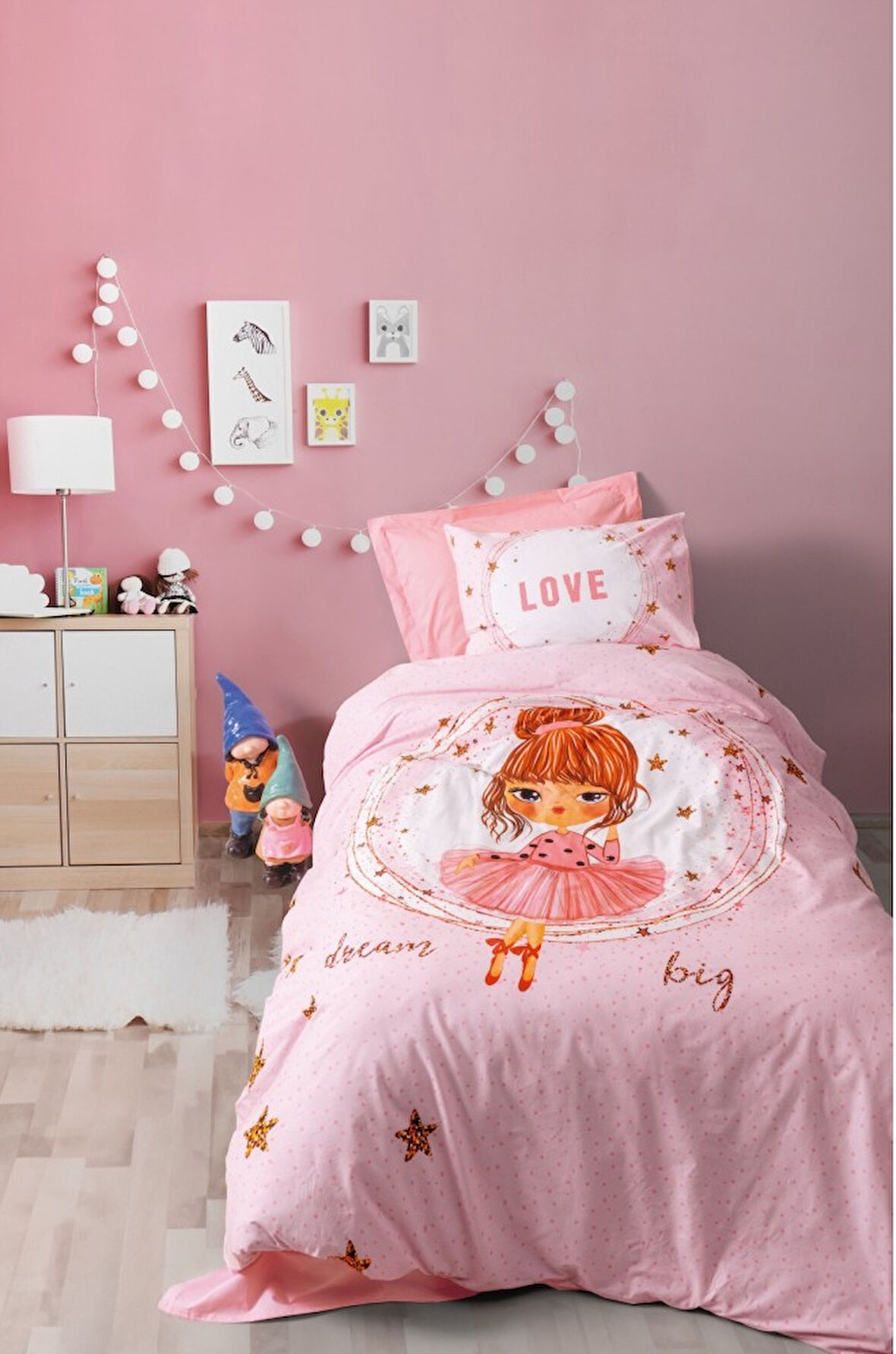 Cotton box Junıor Ranforce Tek Kişilik Nevresim Takımı lastikli çarşaflı Jerry pembe