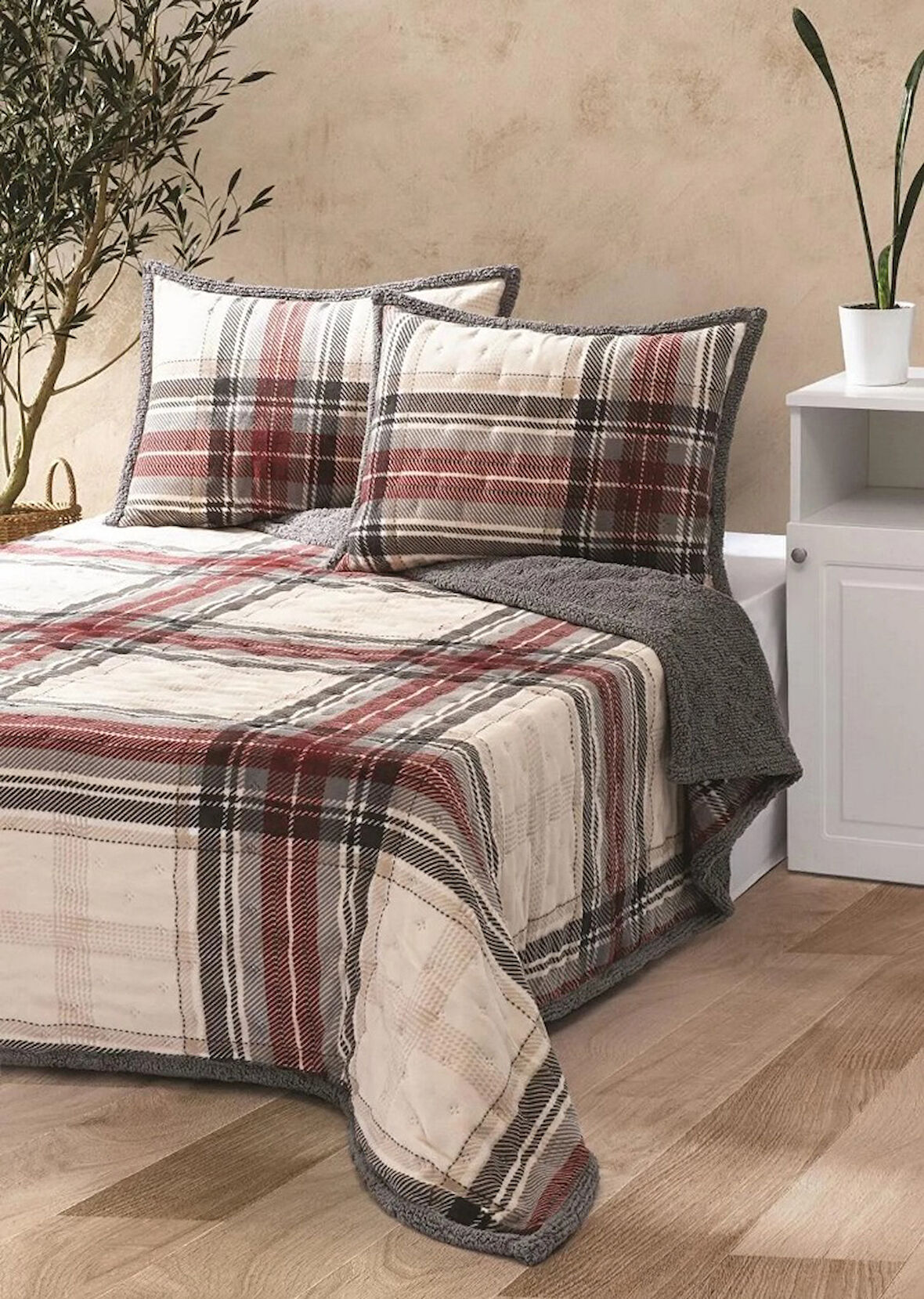 Merinos Comforter Set, Tek Kişilik Yorgan Seti (160x240)-Dureau Gri