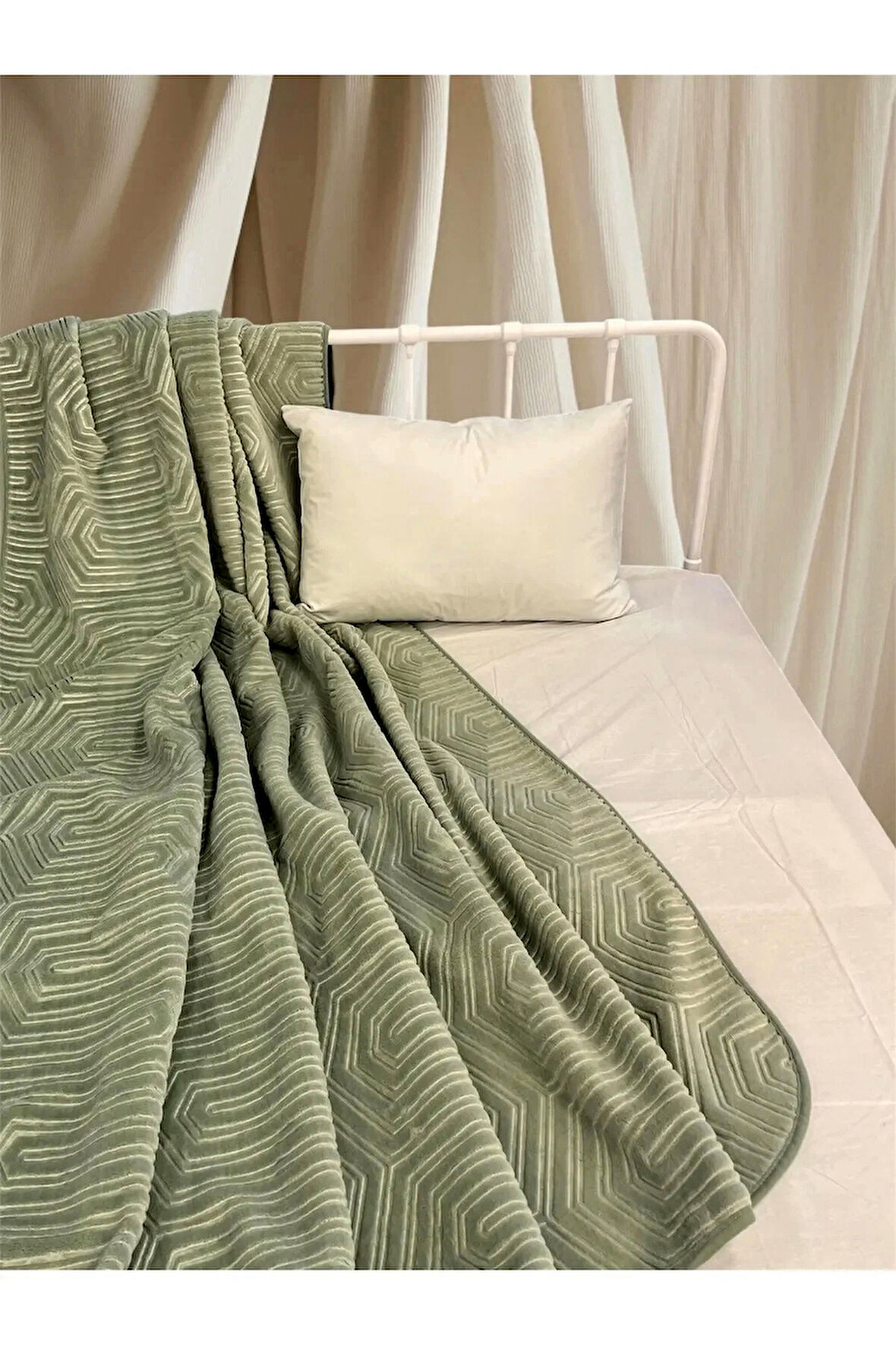 Özdilek Prestige Kalın Embos Tek Kişilik Battaniye (155x220)-K.Yeşil