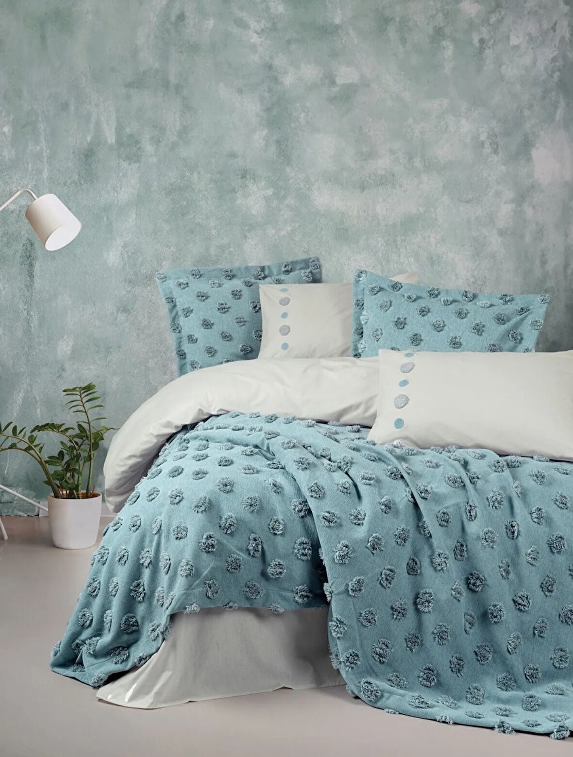 Cotton Box Limi Yatak Örtülü Çift Kiş Nevresim Takımı-Aldo Mint