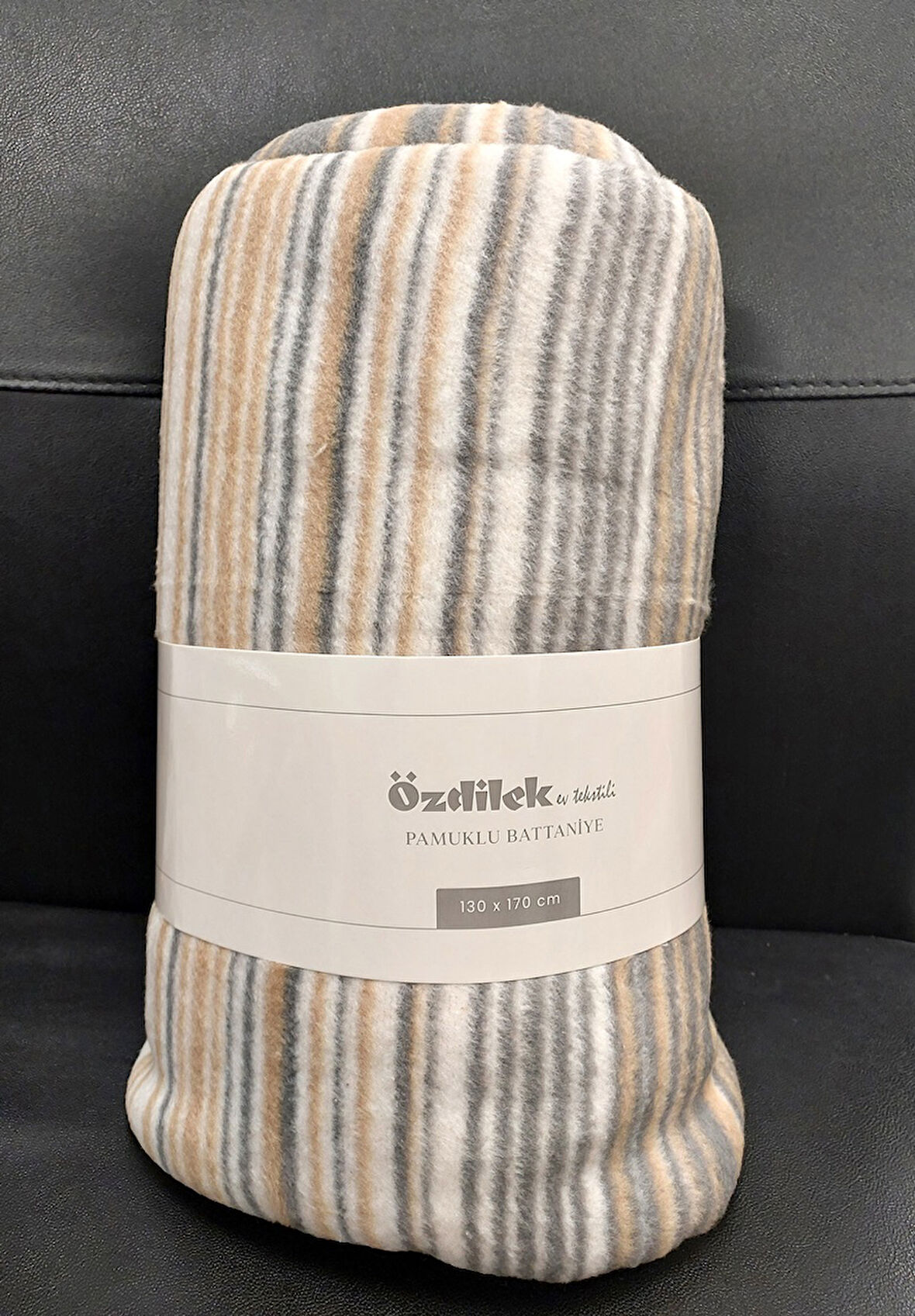 Özdilek Pamuklu Dizüstü Tv Battaniye (130x170)-Striped Camel