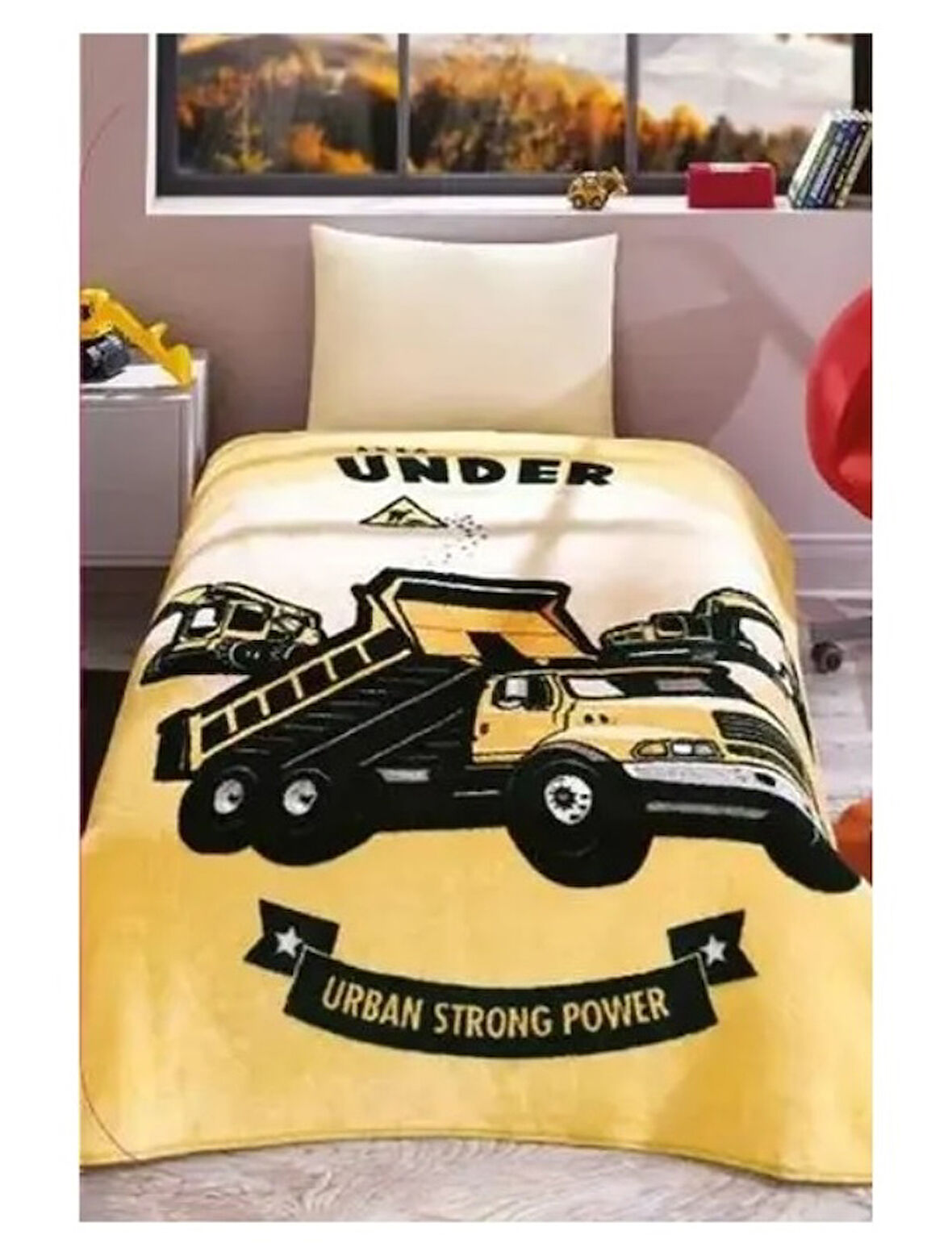 Özdilek Prime Tek Kişilik Battaniye (155x215)-Constraction Sarı