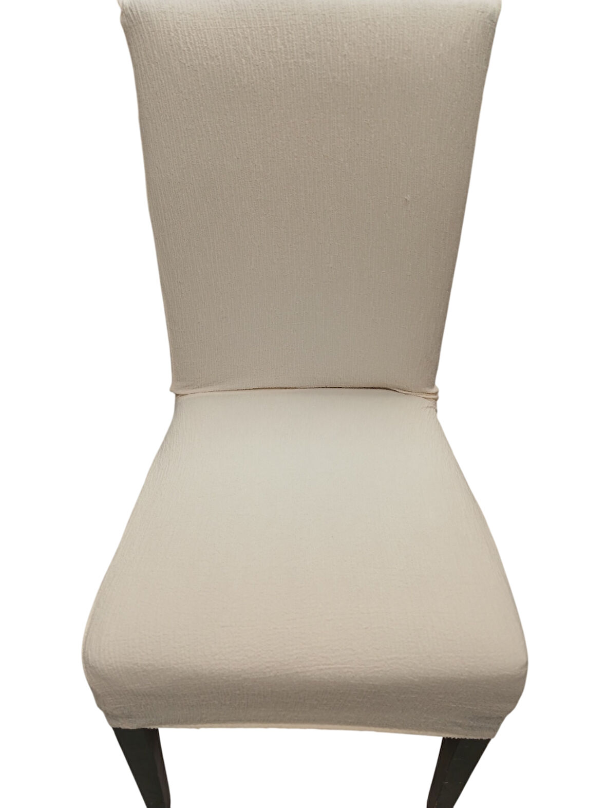 MANDAŞ 6LI SET Jakarlı Lastikli Eteksiz Sandalye Kılıfı-Ağaç Kabuğu Desen Krem