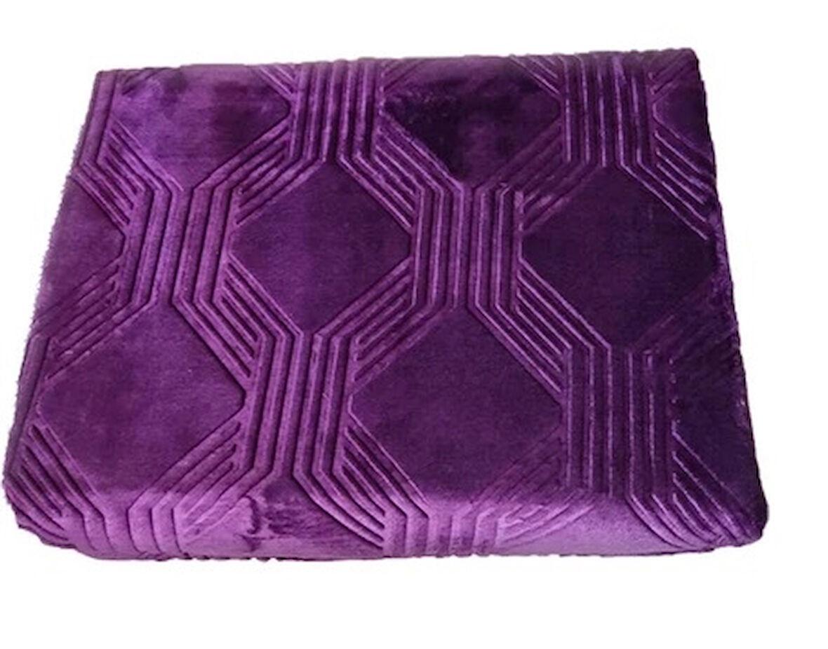 Özdilek Trendy Embos Tek Kişilik Battaniye (155x220)-Art Deco Mürdüm