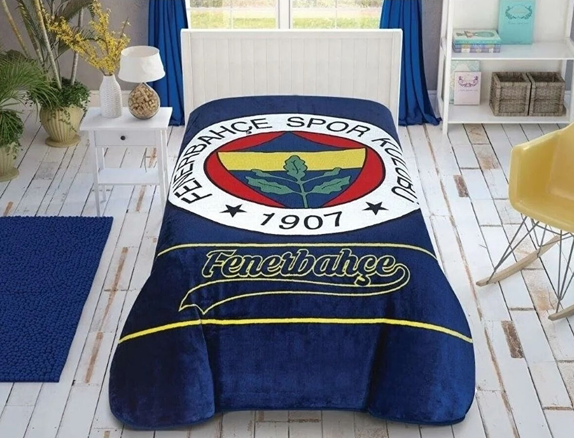 Taç Taraftar Lisanslı Tek Kişilik Battaniye (160x220)-FENERBAHÇE STRIPED