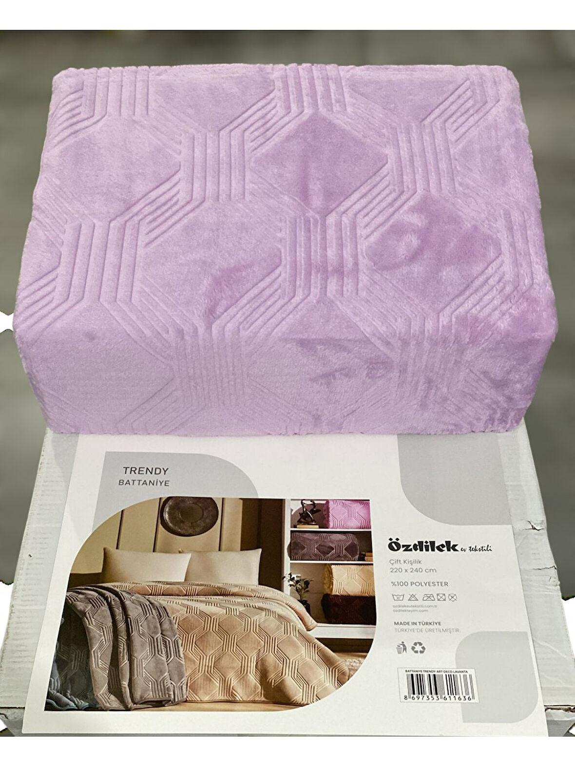 Özdilek Trendy Embos Tek Kişilik Battaniye (155x220)-Art Deco Lila
