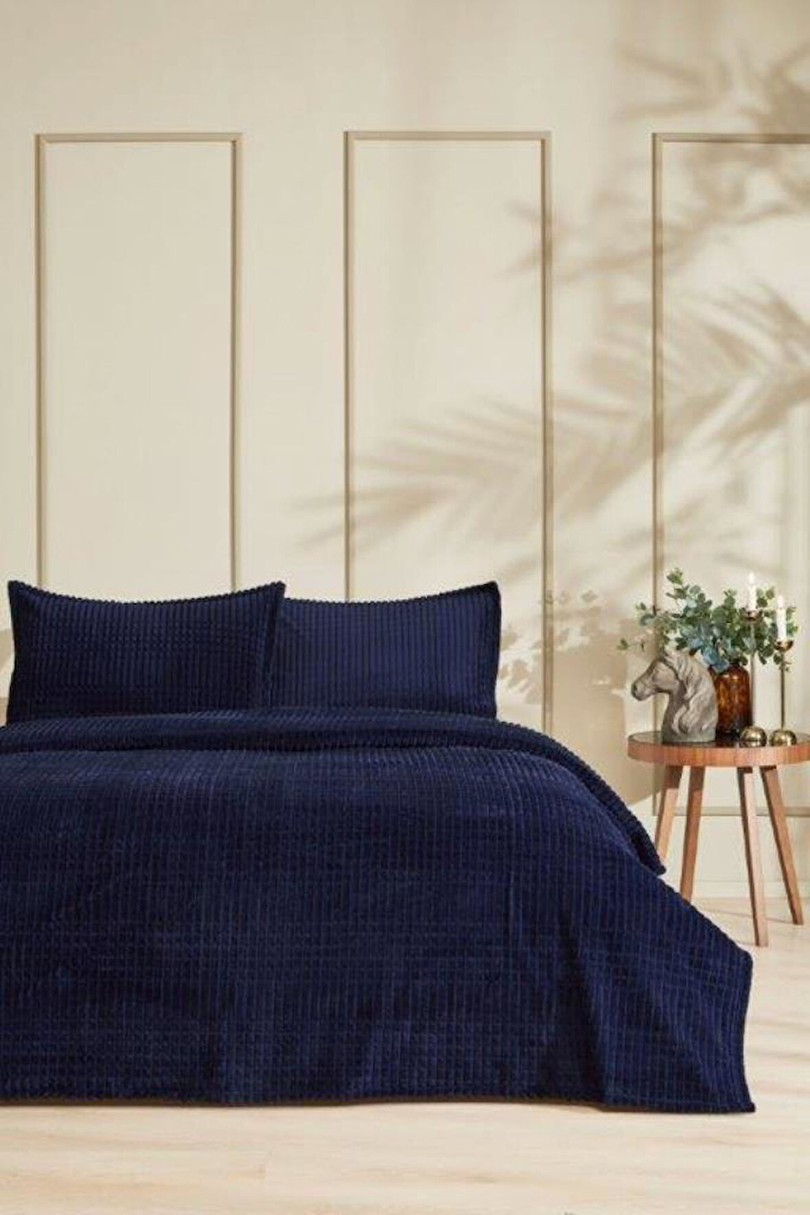 Merinos Modern Line Tek Kişilik Battaniye Seti (150x220)-Lacivert