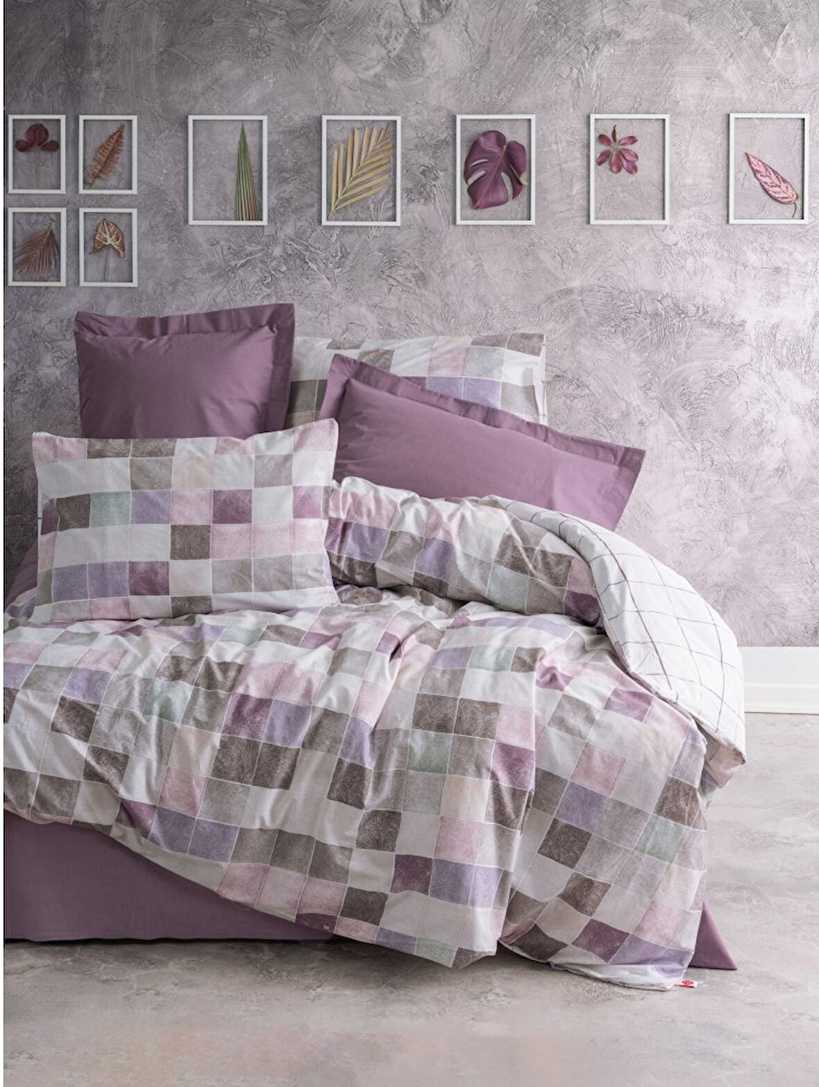 Cotton Box Rnf Minimal tek Kişilik Nevresim Takımı lastikli çarşaf Mora G kurusu