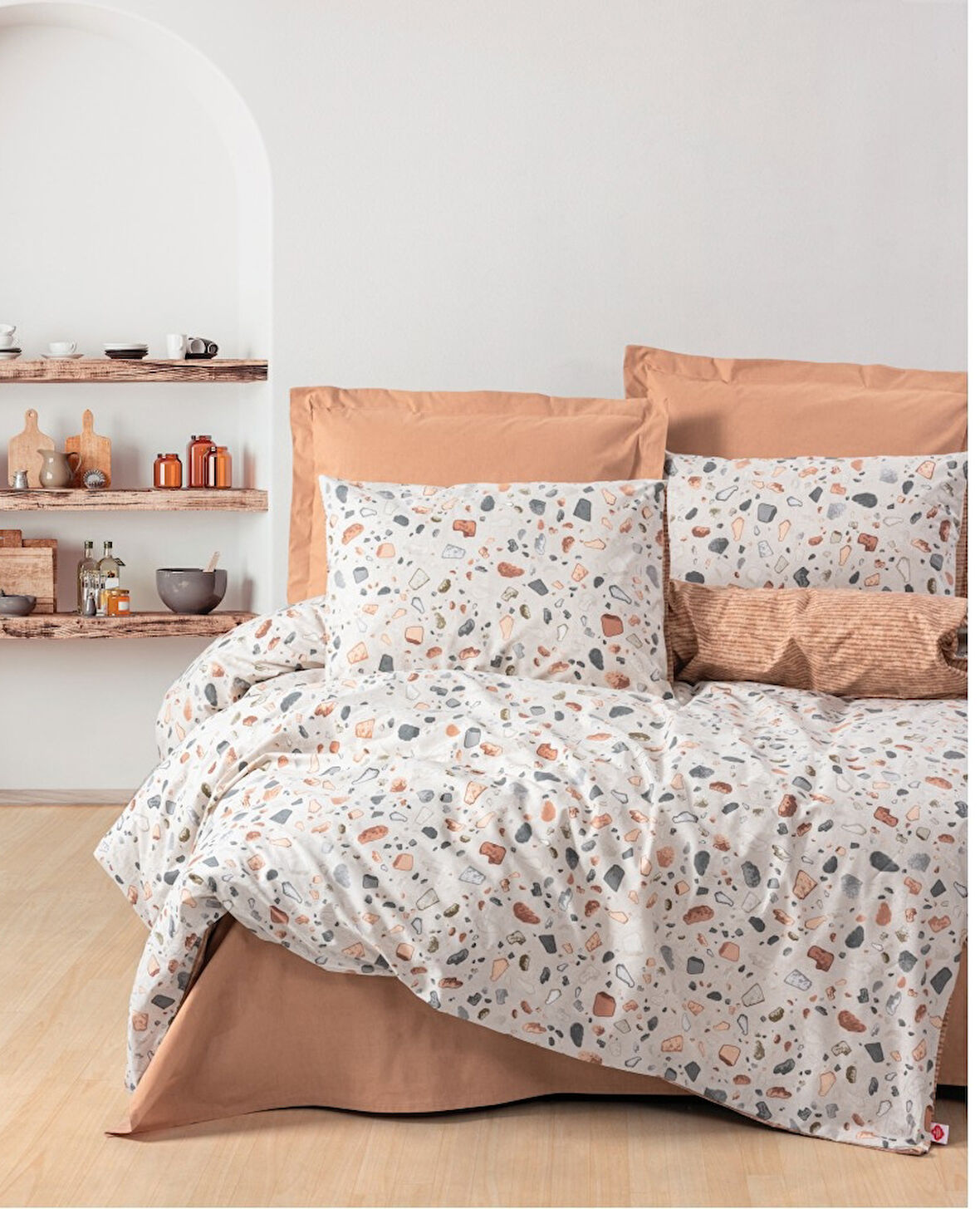 Cotton Box Rnf Minimal Çift Kişilik Nevresim Takımı lastikli çarşaf  Onıks Karemel