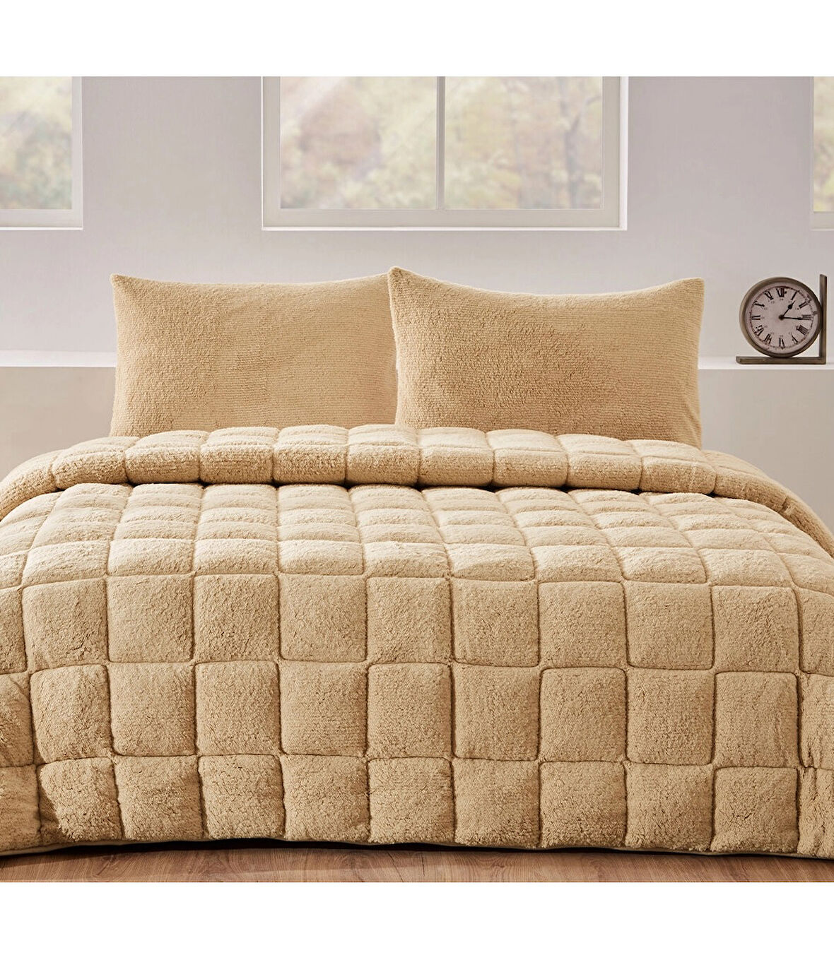 Özdilek Bej Nova Yorgan (Yastıksız) Sherpa Battaniye Dokulu Çift Kişilik (195x215)