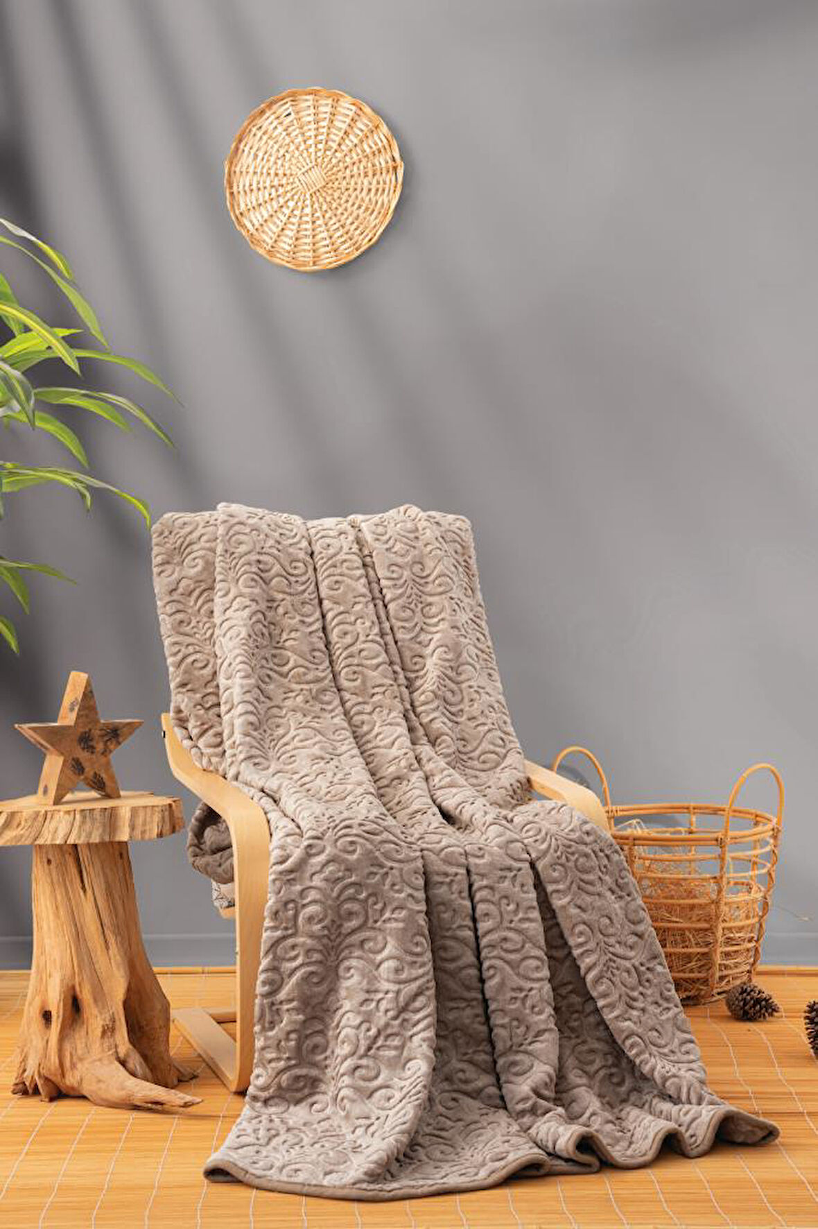 Cotton Box Emboss Çift Kişilik Battaniye 220*240 BEJ