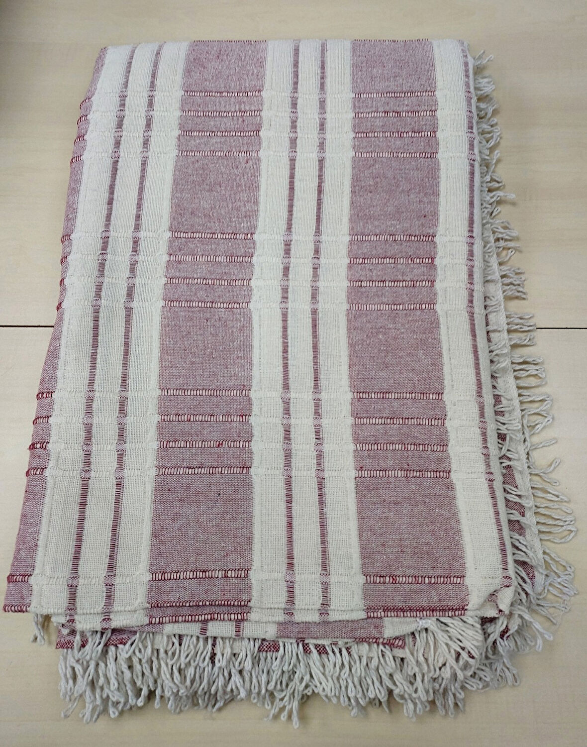 Buldan Pamuklu Kolsuz Koltuk Örtüsü (180x220)-Bordo Krem