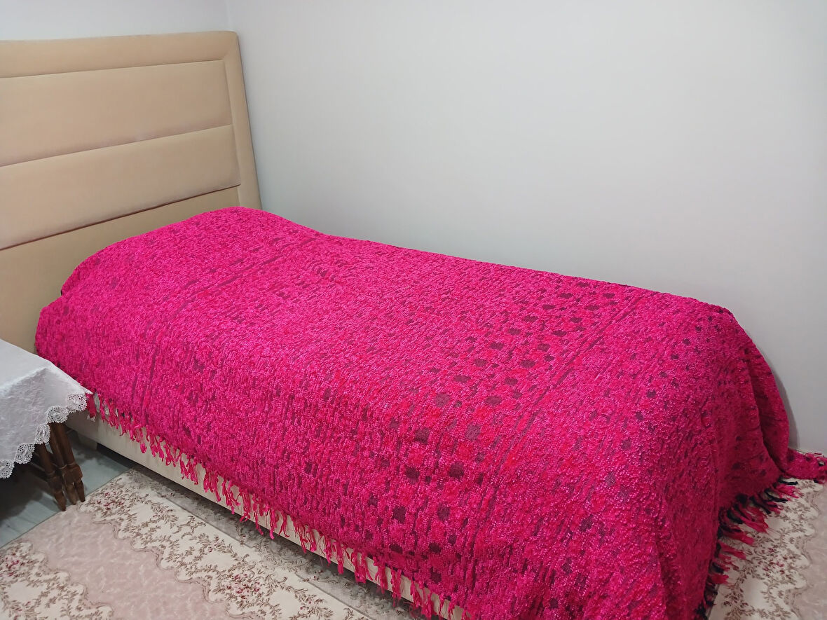 Akıllı ip  El Dokuma Akriilik ip   Tek Kişilik Yatak Örtüsü  (160x240)-fuşya