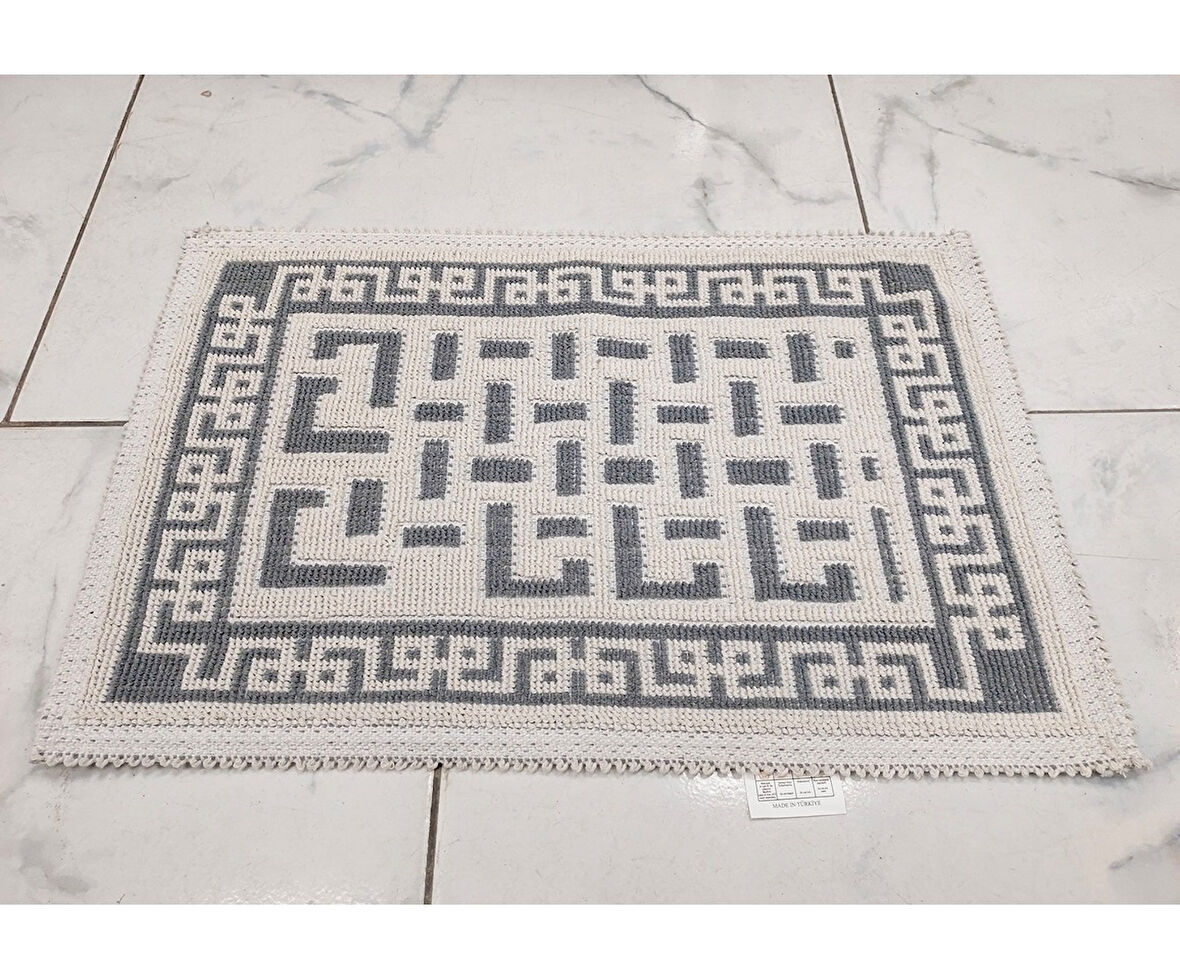 Pamuklu Bukle Lüks Kilim (40x60)-Luma Kreme Gri