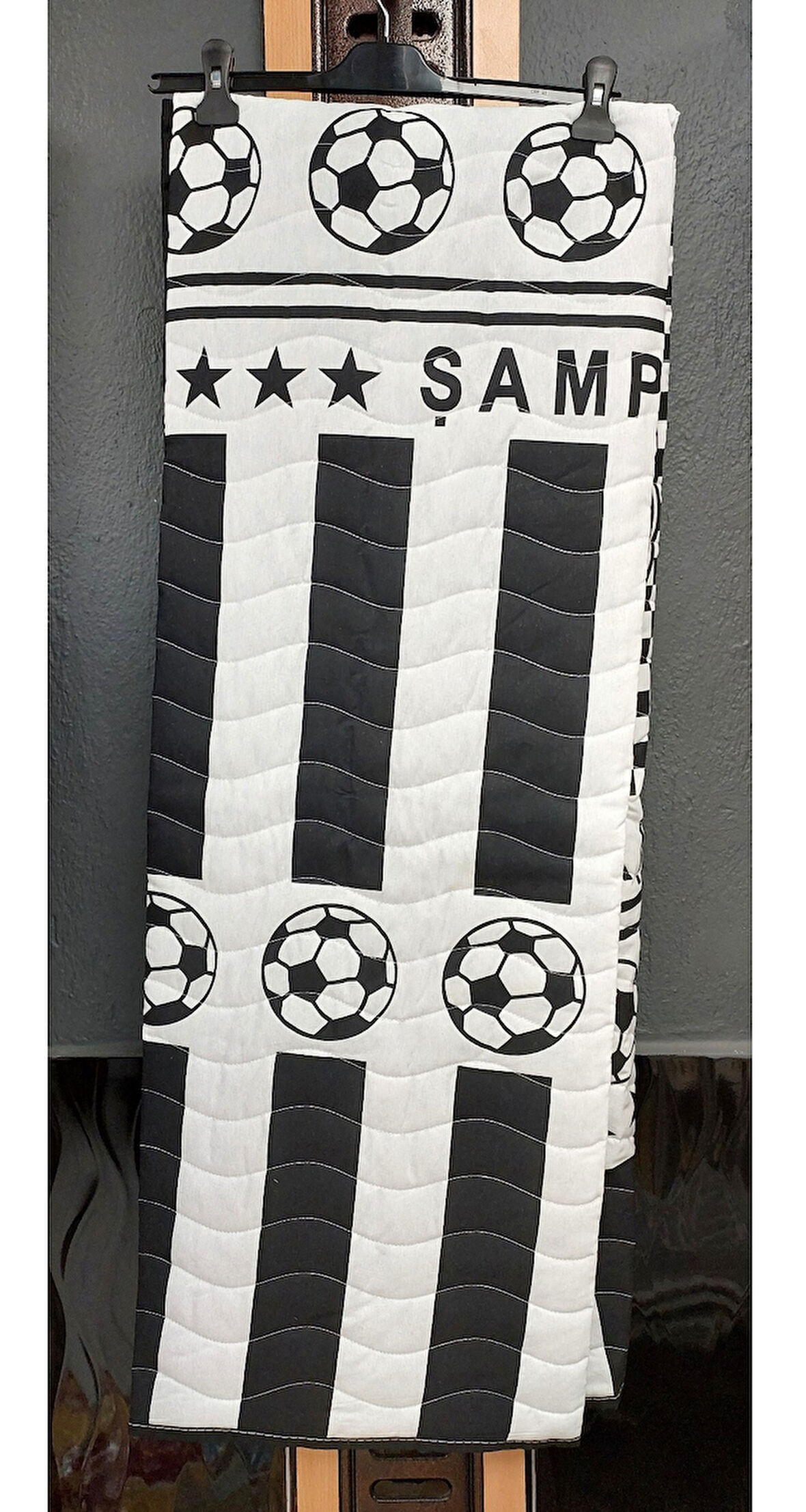 Pamuklu Çok Amaçlı Spor Desen Tek Kişilik Pike, Yatak Ört (160x230) - Siyah-Beyaz