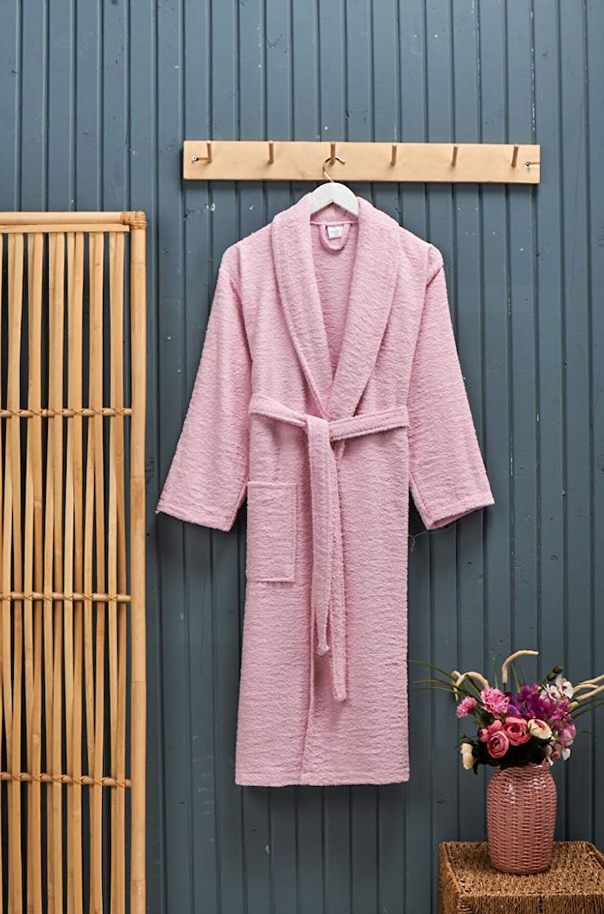 Polo Life Kutulu %100 Pamuk Tek Bornoz Şalyaka-Pembe (L Beden)