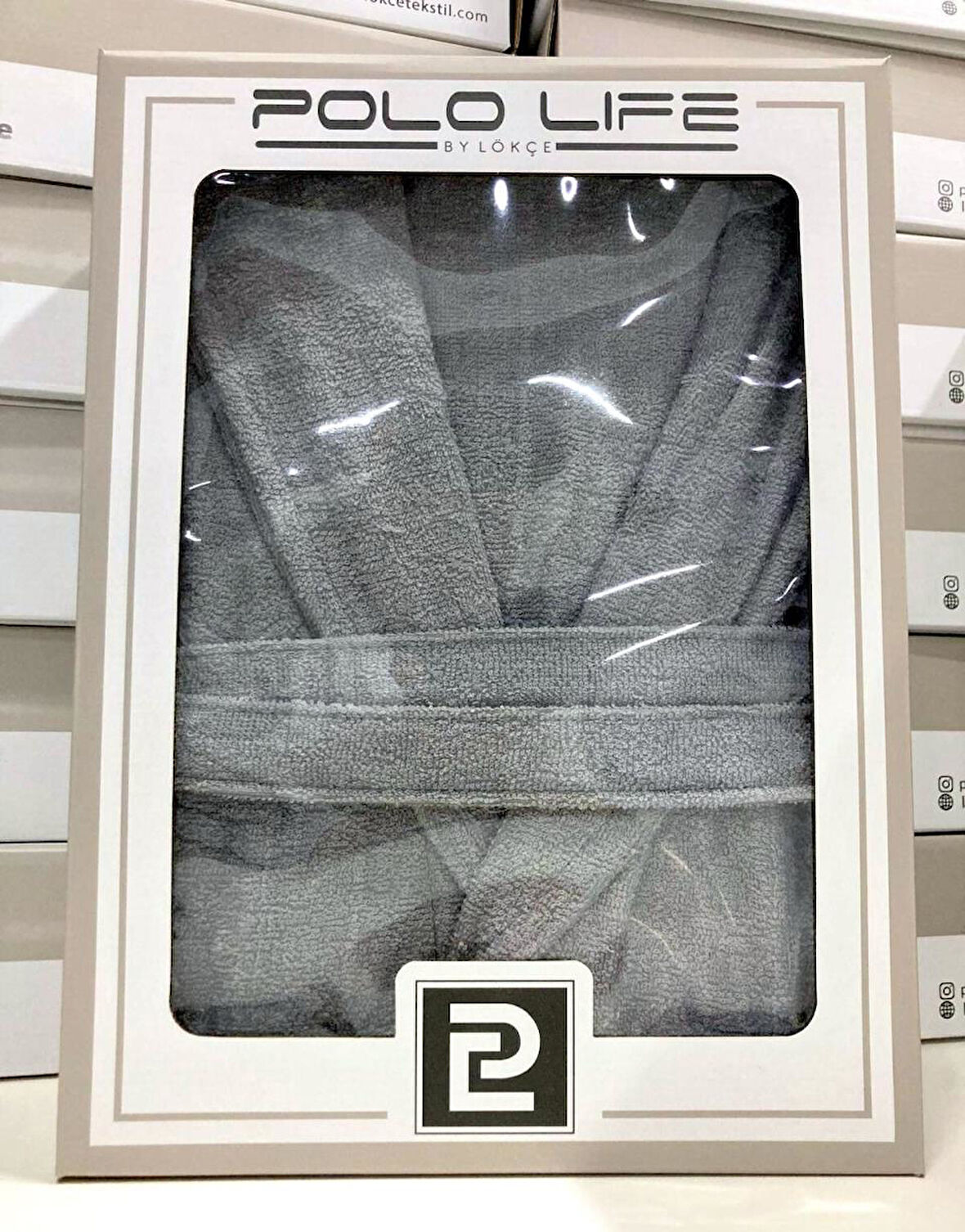 Polo Life Kutulu Bamboo Tek Bornoz Şalyaka-Gri (XL Beden)