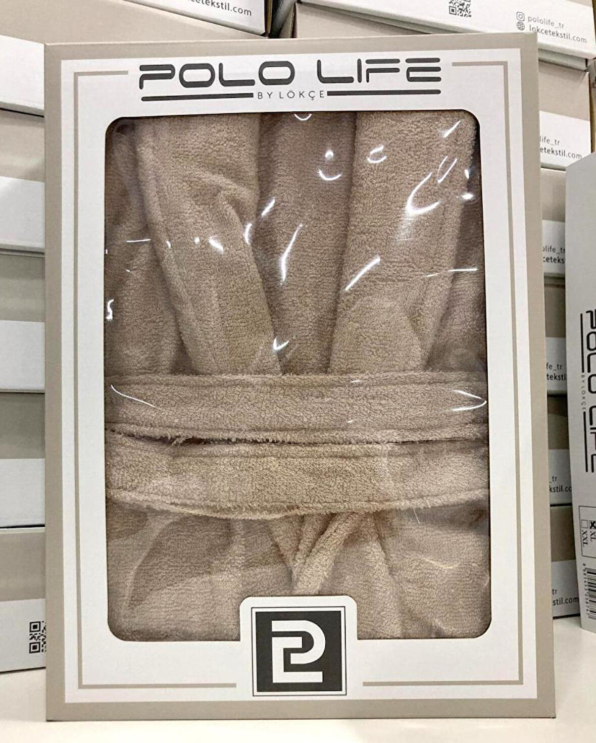 Polo Life Kutulu Bamboo Tek Bornoz Şalyaka-Bej (XXL Beden)