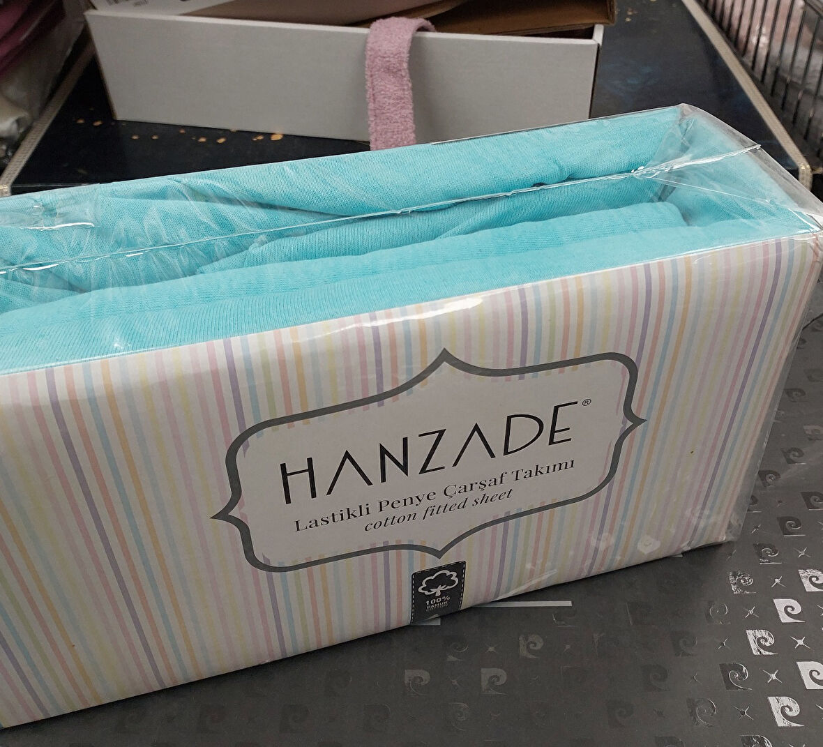 Hanzade %100 Pamuk Penye Lastikli Çift Kişilik Çarşaf Seti (160x200+30) - Turkuaz
