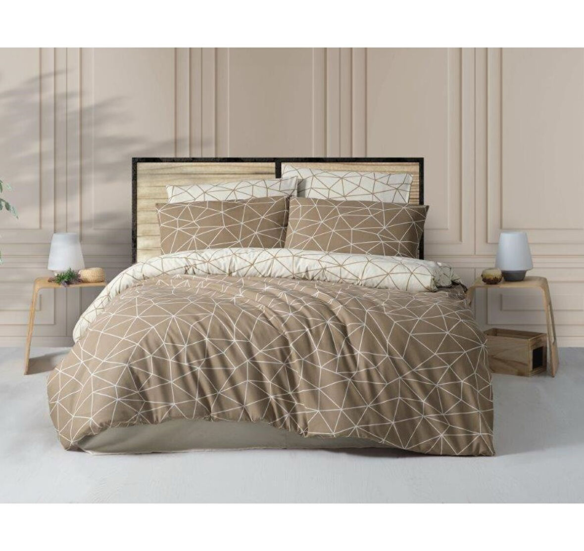 The Ecosse Çarşafı Lastikli Tek Kişilik Nevresim Takımı-Mia Vizon