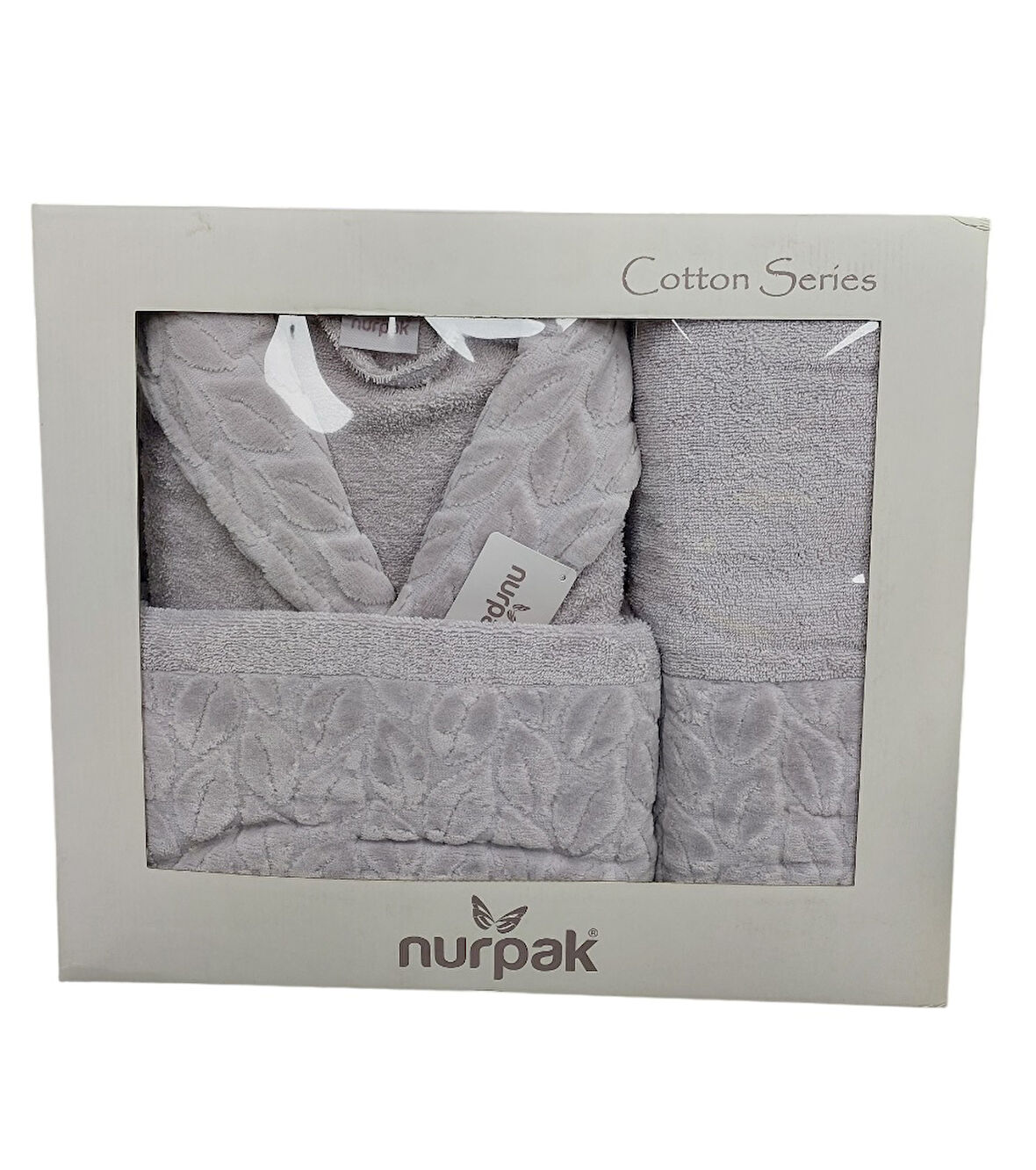 Nurpak Tek Kişilik Bornoz Seti Şalyaka-Hazal Gri (Beden XL-XXL)