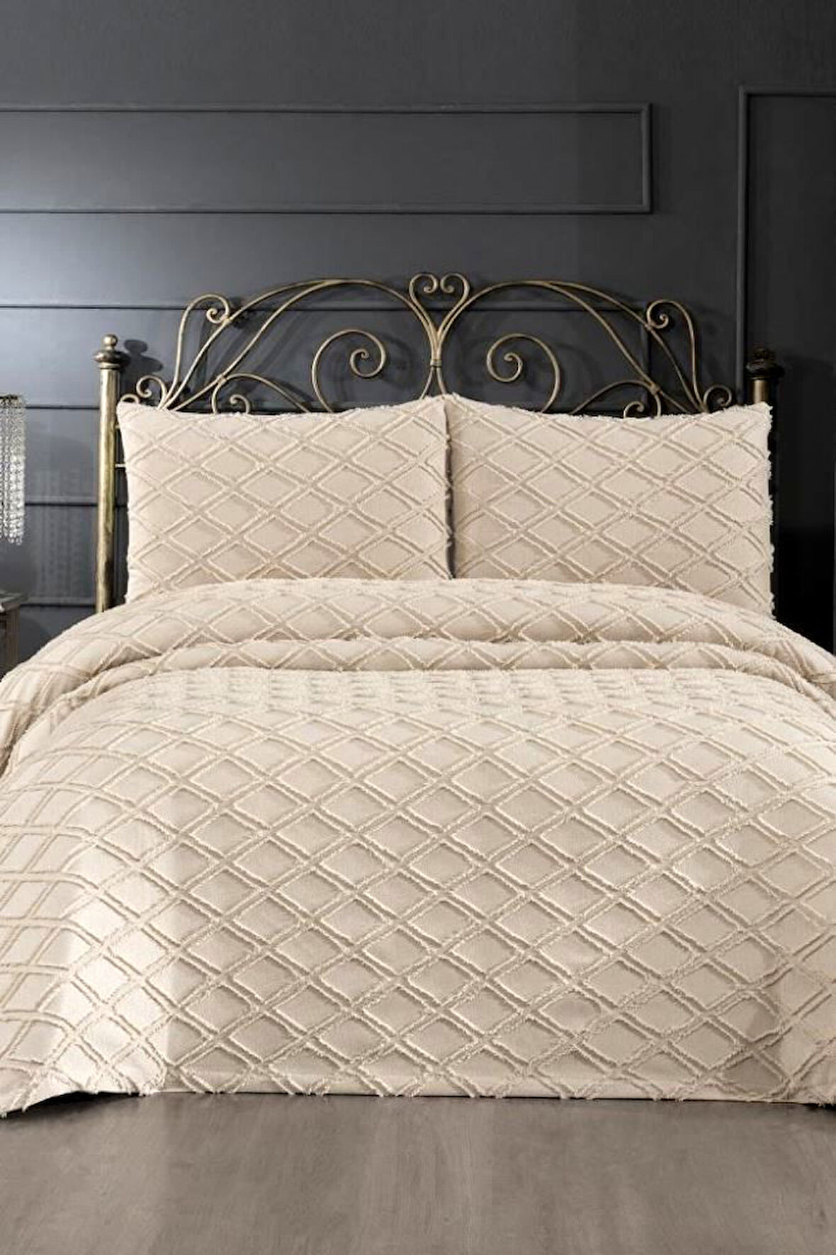 Prestij Puffy Yakut 2 Parça Tek Kişilik Yatak Örtüsü, Pike Örtüsü (180x240)-Kahve
