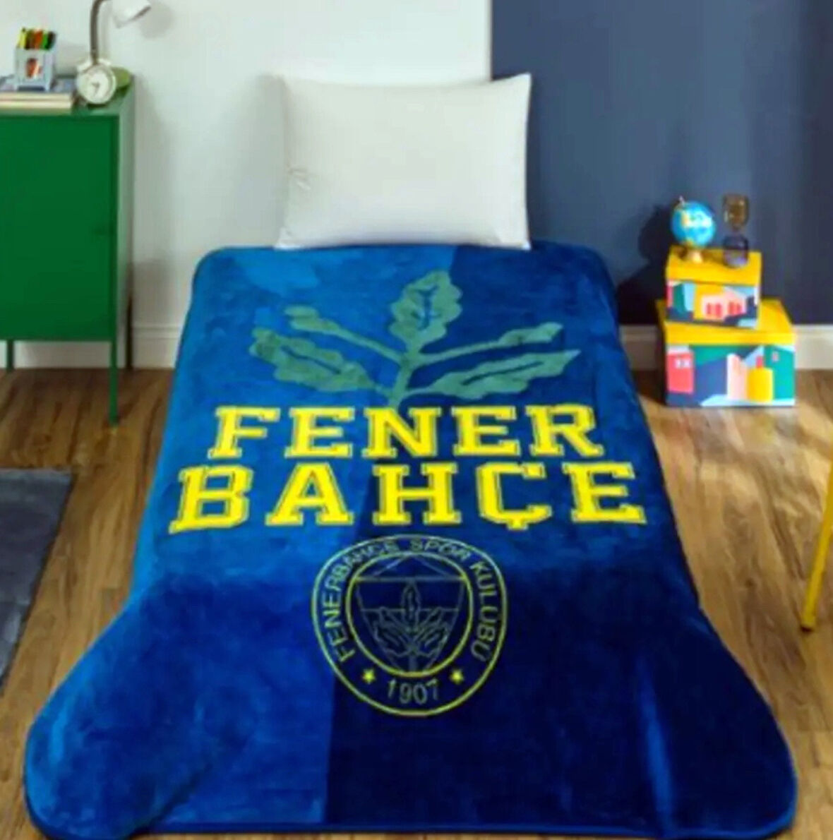 Taç Taraftar Lisanslı Tek Kişilik Battaniye (160x220)-FENERBAHÇE PALAMUT LOGO