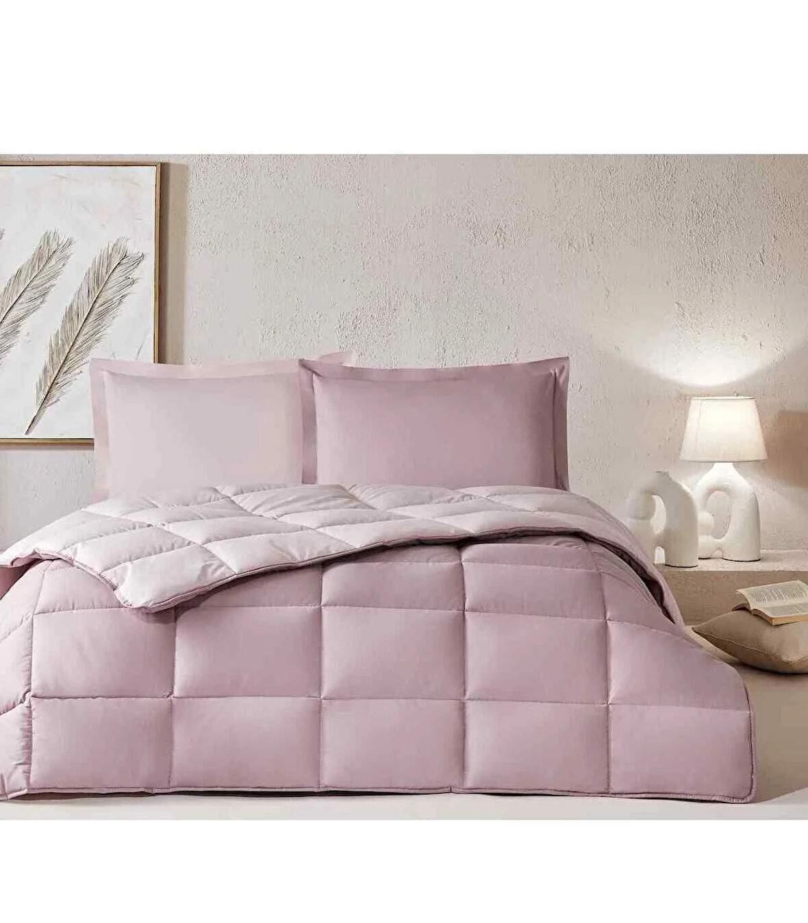 Özdilek %100 Pamuk (Çarşafı Lastikli) Çift Kişilik Yatak Seti-Colourist Rose Pudra