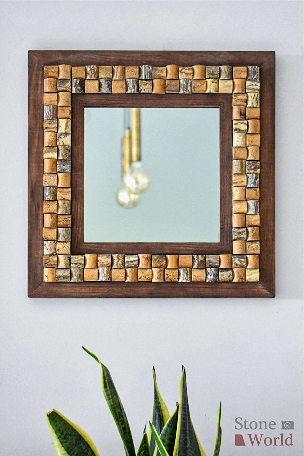 Wicker Mistik Traverten Dekoratif Ayna – 40×40 cm