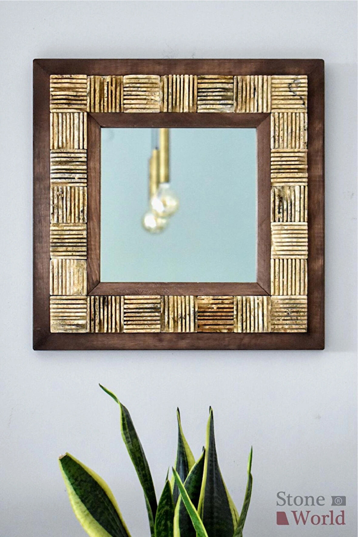 Scratch Mistik Traverten Dekoratif Ayna – 40×40 cm