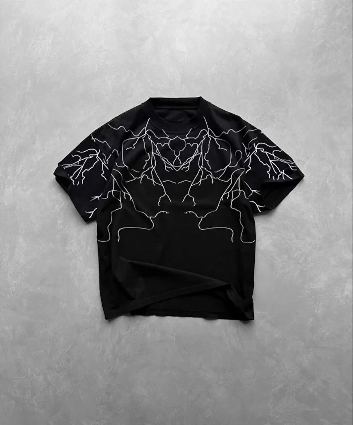 ModaSize Unisex Bisiklet Yaka Baskılı Oversize T-Shirt - Siyah