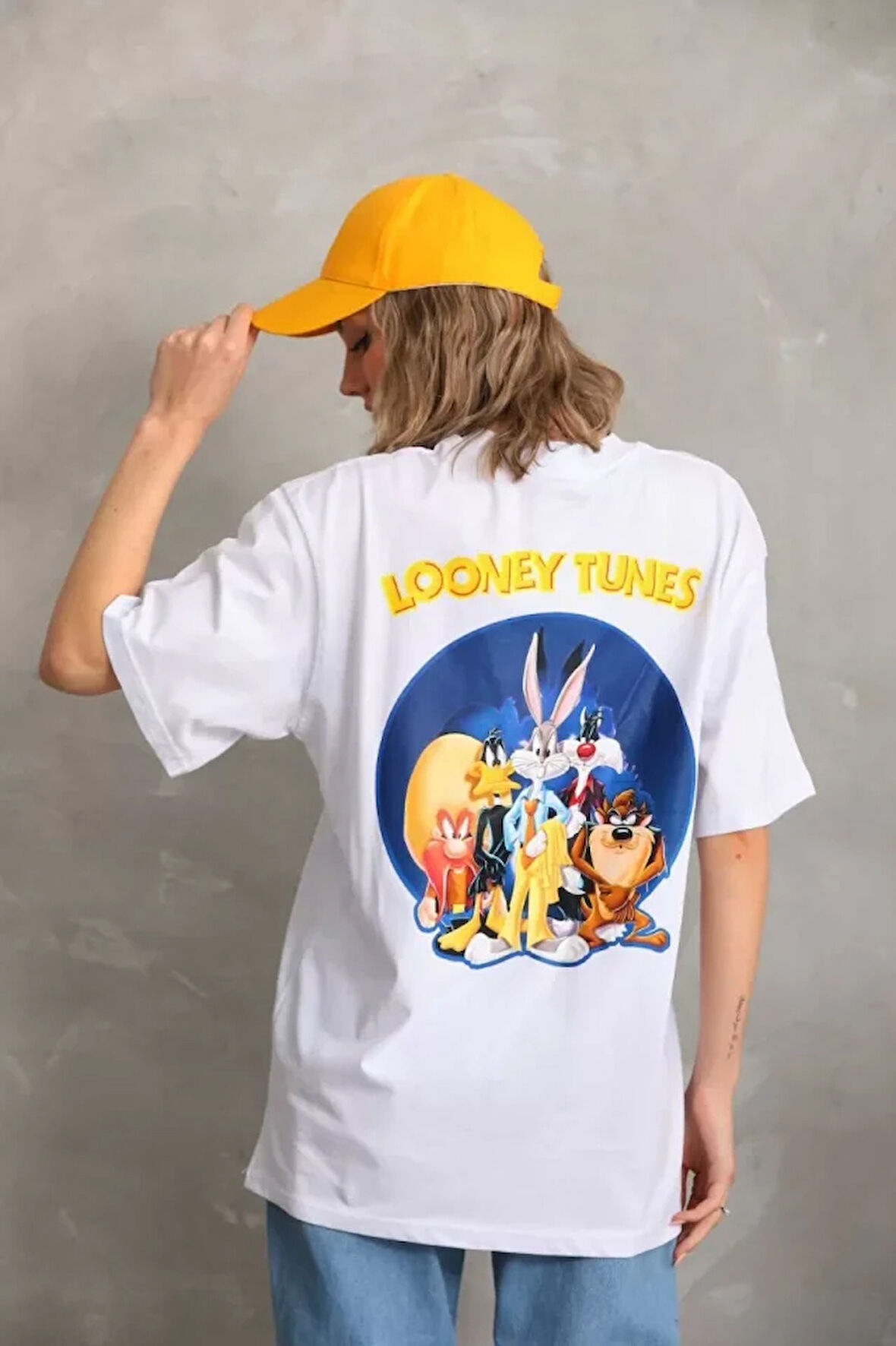 ModaSize Unisex Baskılı Oversize T-Shirt - Beyaz