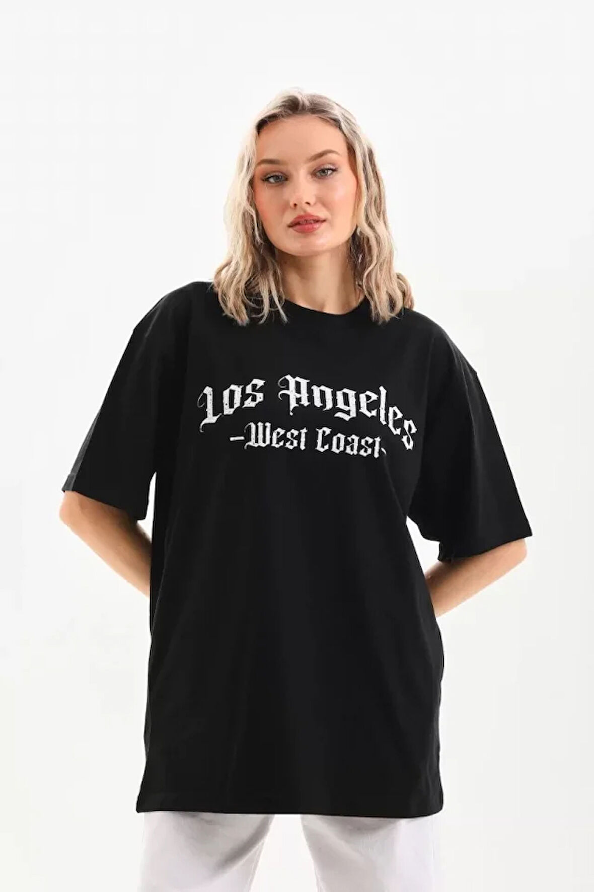 ModaSize Unisex Baskılı Oversize T-Shirt - Siyah
