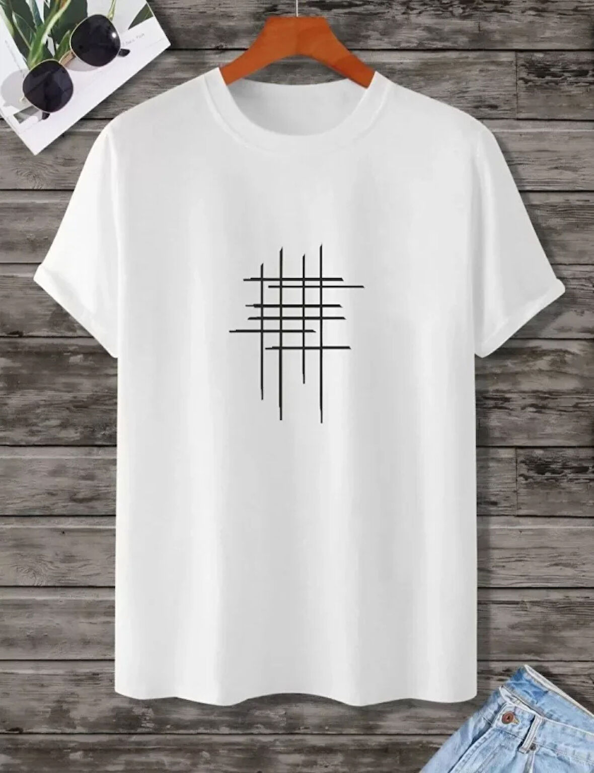 ModaSize Unisex Baskılı Oversize T-Shirt - Beyaz