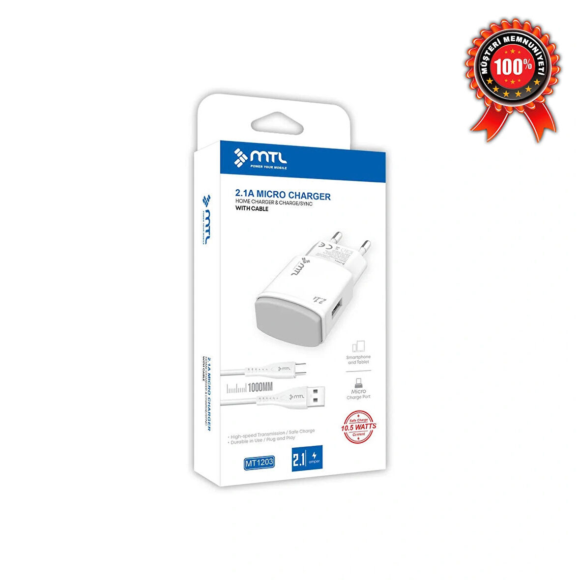 Micro USB Ev Tipi Şarj Seti 2.1 Amper 10.5W MT-A1203