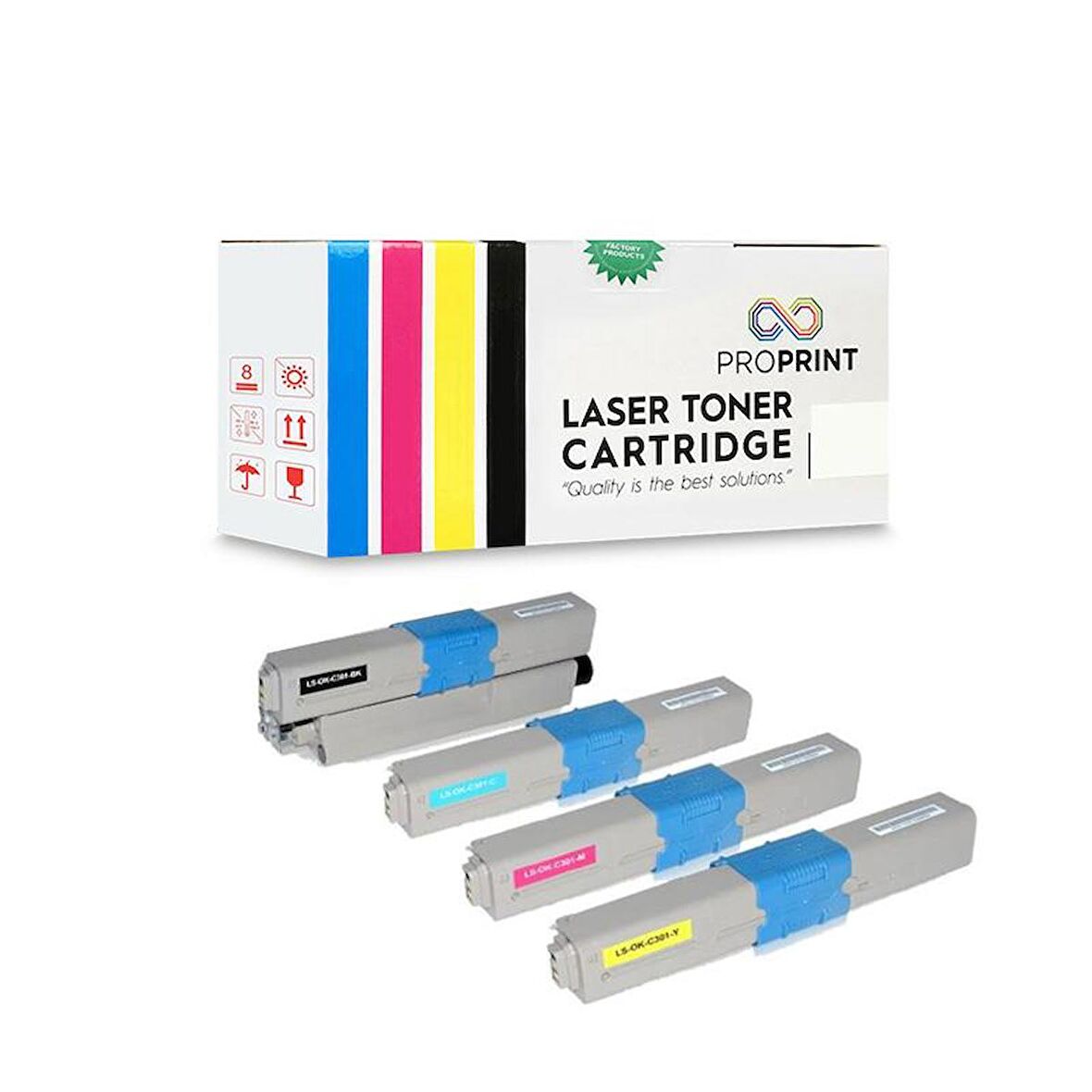 Proprint Oki C301 Muadil Toner Seti 4 Renk CMYK MC342Dw