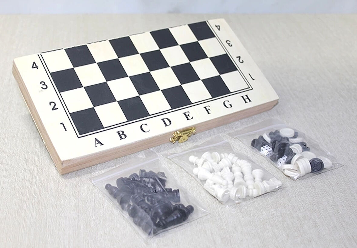 Ahşap Kutulu Satranç Ve Tavla Seti Alk4026