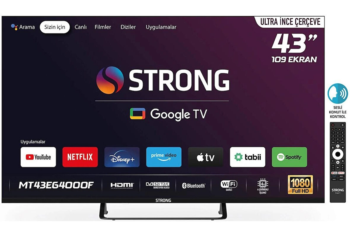 STRONG MT43EG4000F 43’’ 109cm Ekran FRAMELESS Full HD Google TV