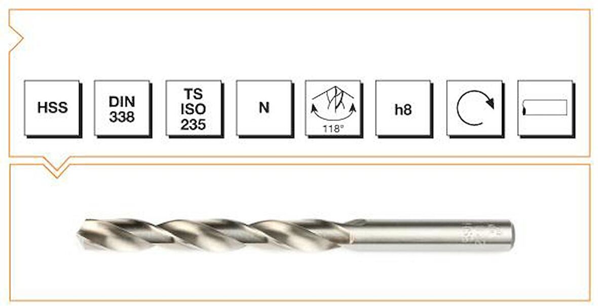 MTE HSS DIN 338/R-N SİL.SAPLI KISA MAT. UCU-HADDELİ 4,5 mm(10 AD)