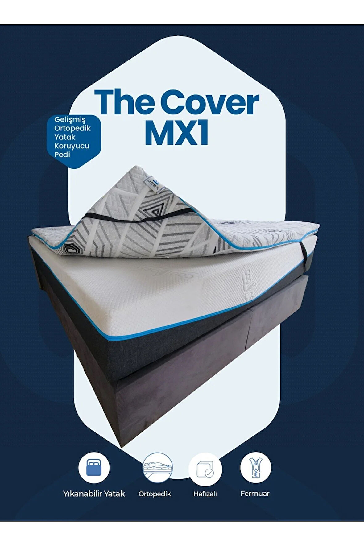 Cover MX1 Gelişmiş Ortopedik %100 Visco Sünger Yıkanabilir Fermuarlı Kılıf Yatak pedi