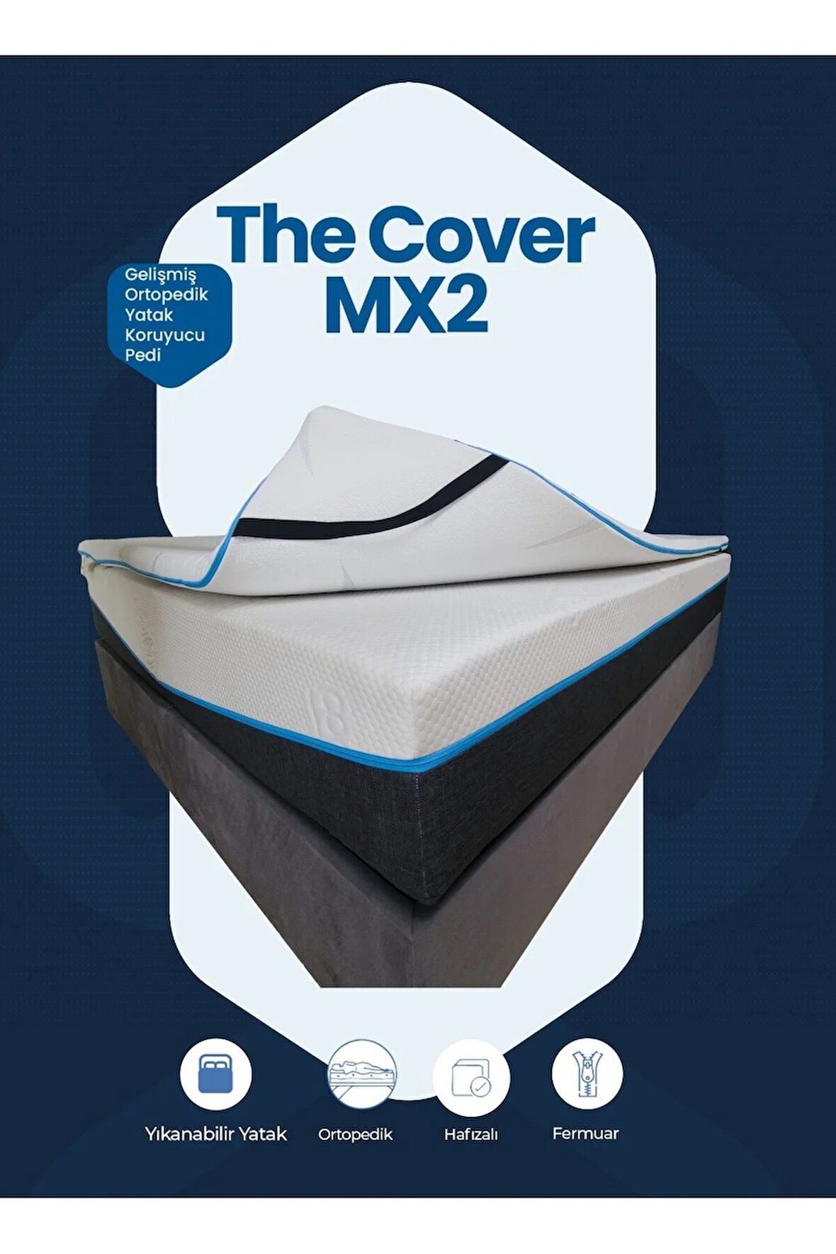 Cover MX2 Gelişmiş Ortopedik Soft Sünger Yatak Sertleştirici Yıkanabilir Fermuarlı Kılıf Yatak pedi