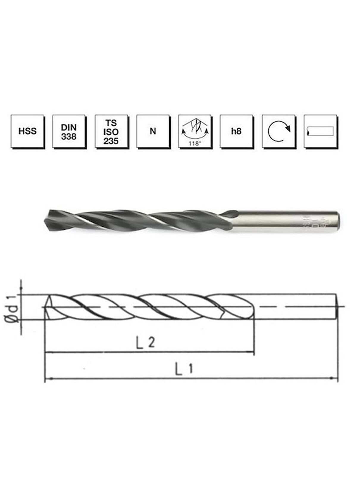 MTE HSS DIN 338 11 Mm Silindirik Saplı Kısa Haddeli Matkap Ucu