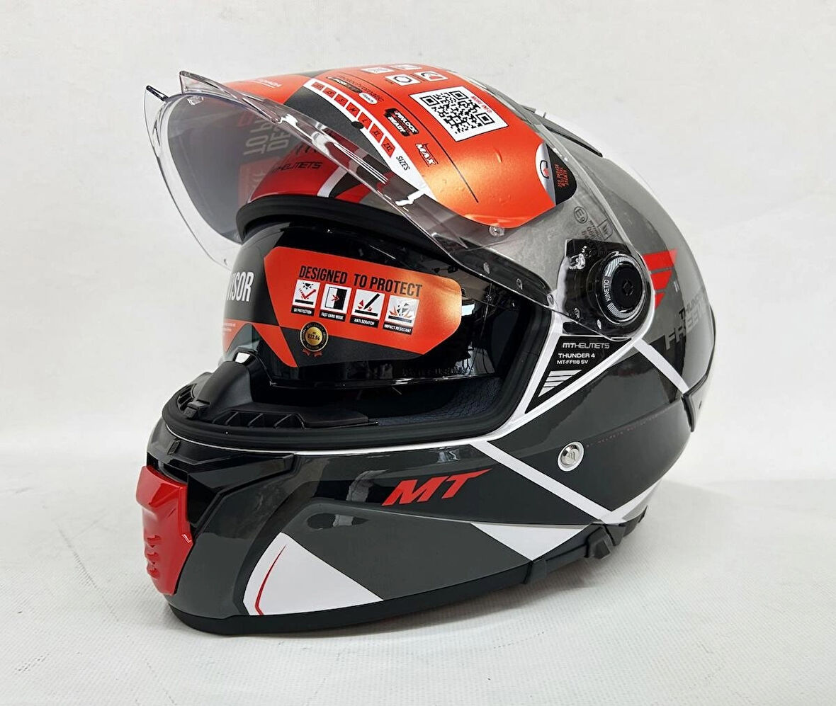 MT Thunder 4 sv Freeway Şefaf Vizörlü Kask Parlak Renk - Iç Güneş Vizörlü L