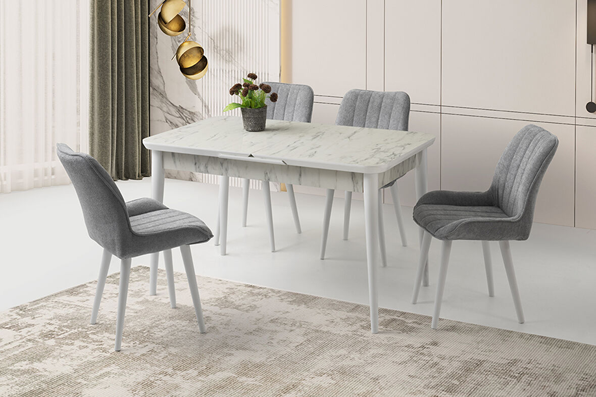 RÜZGAR HG MASA, ALORA SANDALYE, MARMO, 130x80