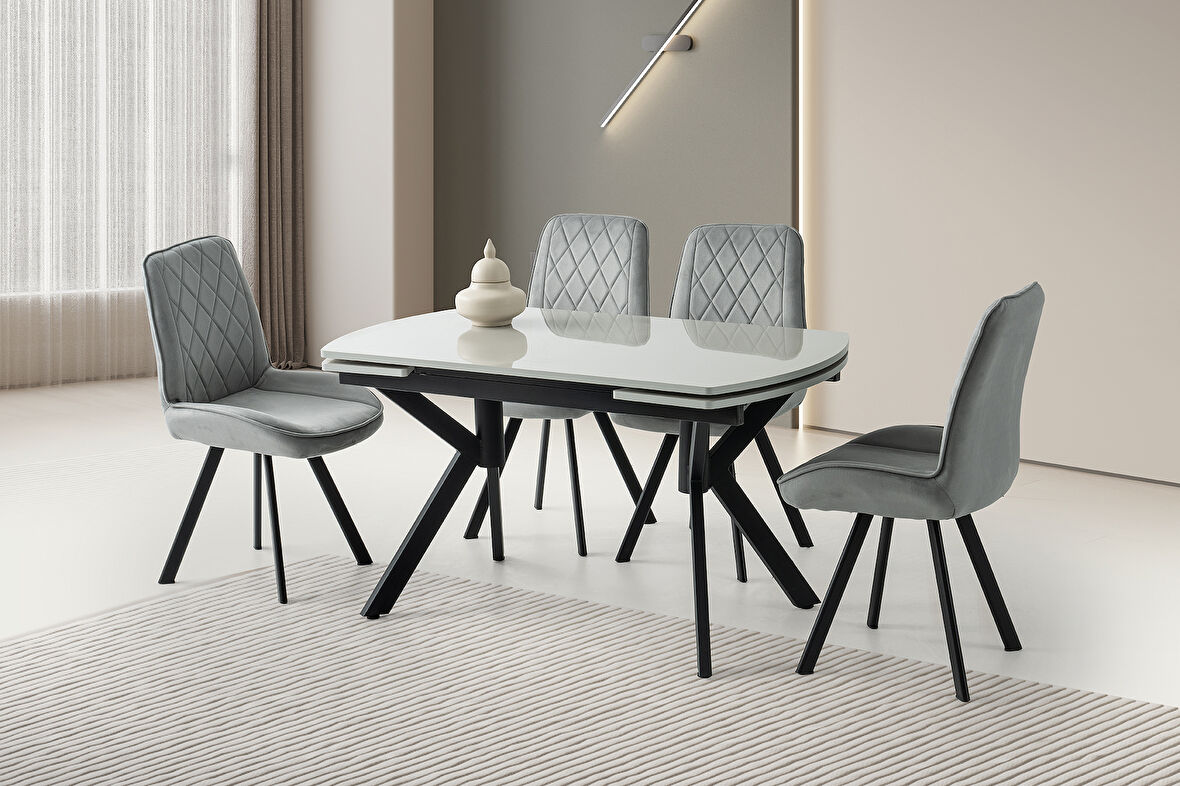 STEEL HG MASA, ALORA SANDALYE, AÇIK GRİ, 130x80