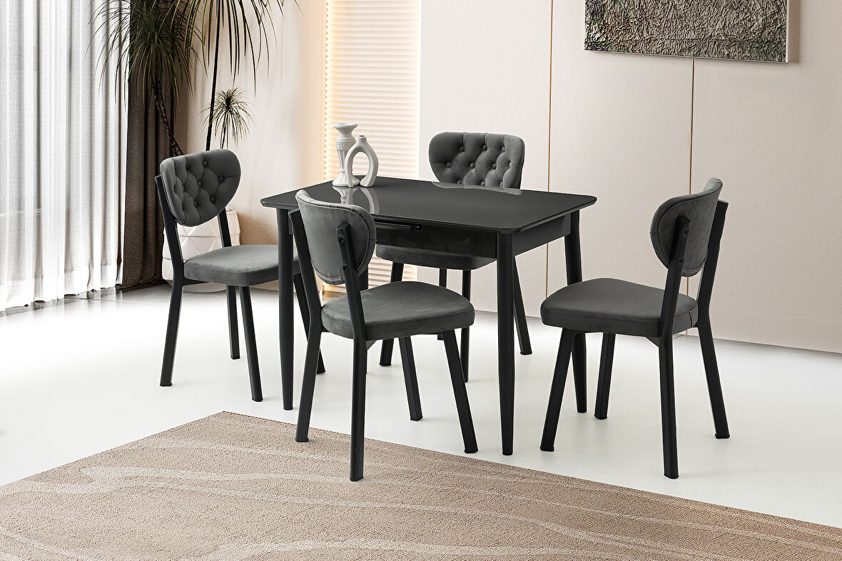 MADRİD HG MASA, RİVONE SANDALYE, KOYU GRİ, 100x60