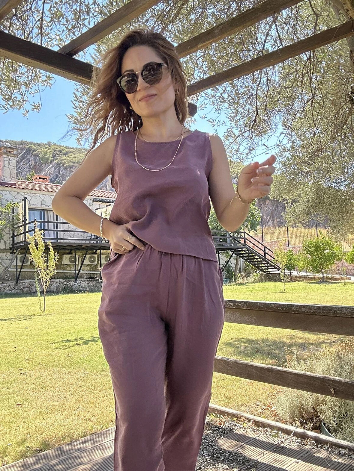 Gül Kurusu Bluz Pantolon Takım