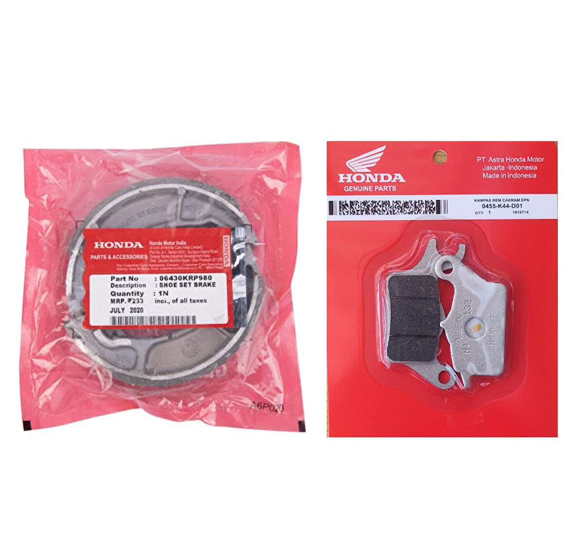 Honda Dio 110 Ön ve Arka Fren Balata Takım ORJ15