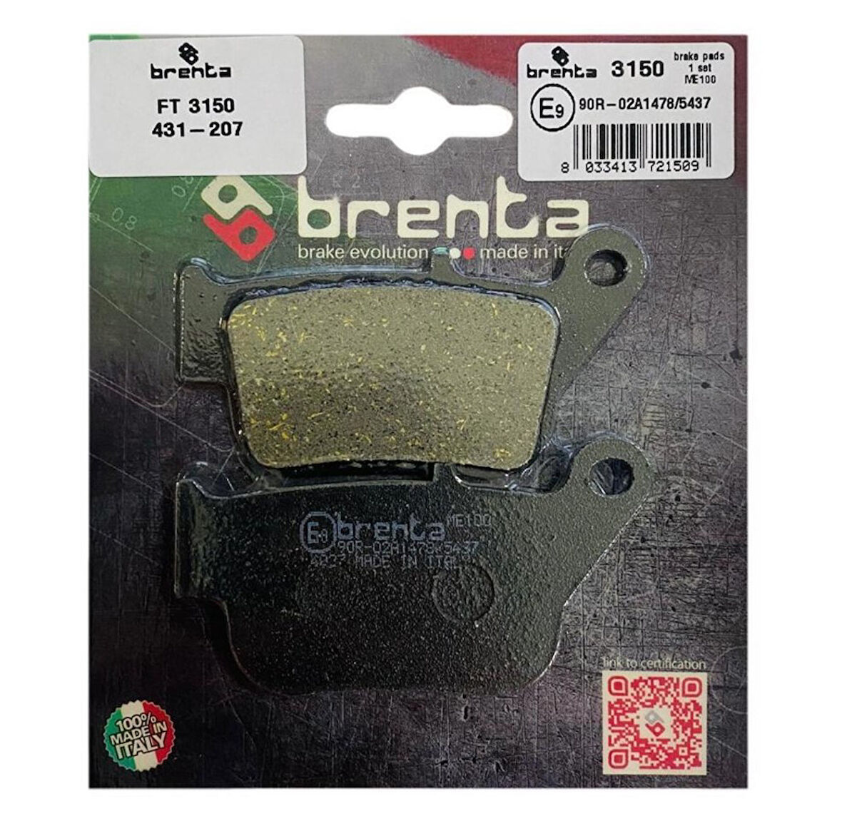 Yamaha YP 250 X-MAX 14-18(ABSsiz) Arka Fren Balata  Brenta (made in italy)